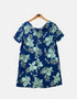 Blue Floral Short-Sleeve Dress